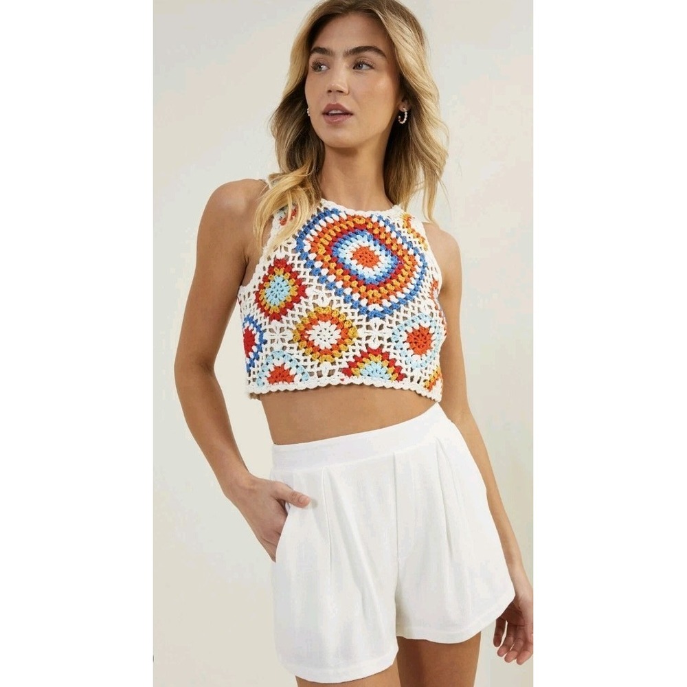 Altar'd State Sinead Crochet‎ Boho Festival Tank Top Size Small EUC